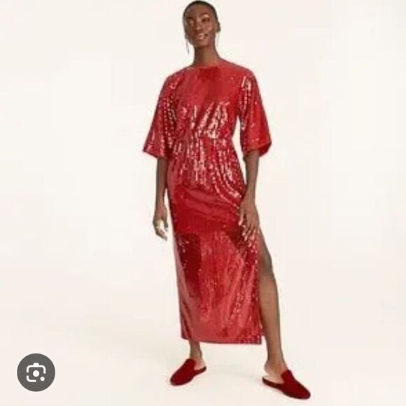 J Crew Sequin V Back Midi Dress NWT - Picture 2 of 14